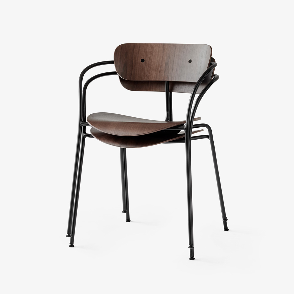 &Tradition_PAVILION_CHAIR_AV2_ravintolatuoli_kahvilatuoli_käsinojallinen_teräsjalat_putkijalat_puuistuin_04 - Edella &Tradition Pavilion Chair AV2 Lacquered Walnut