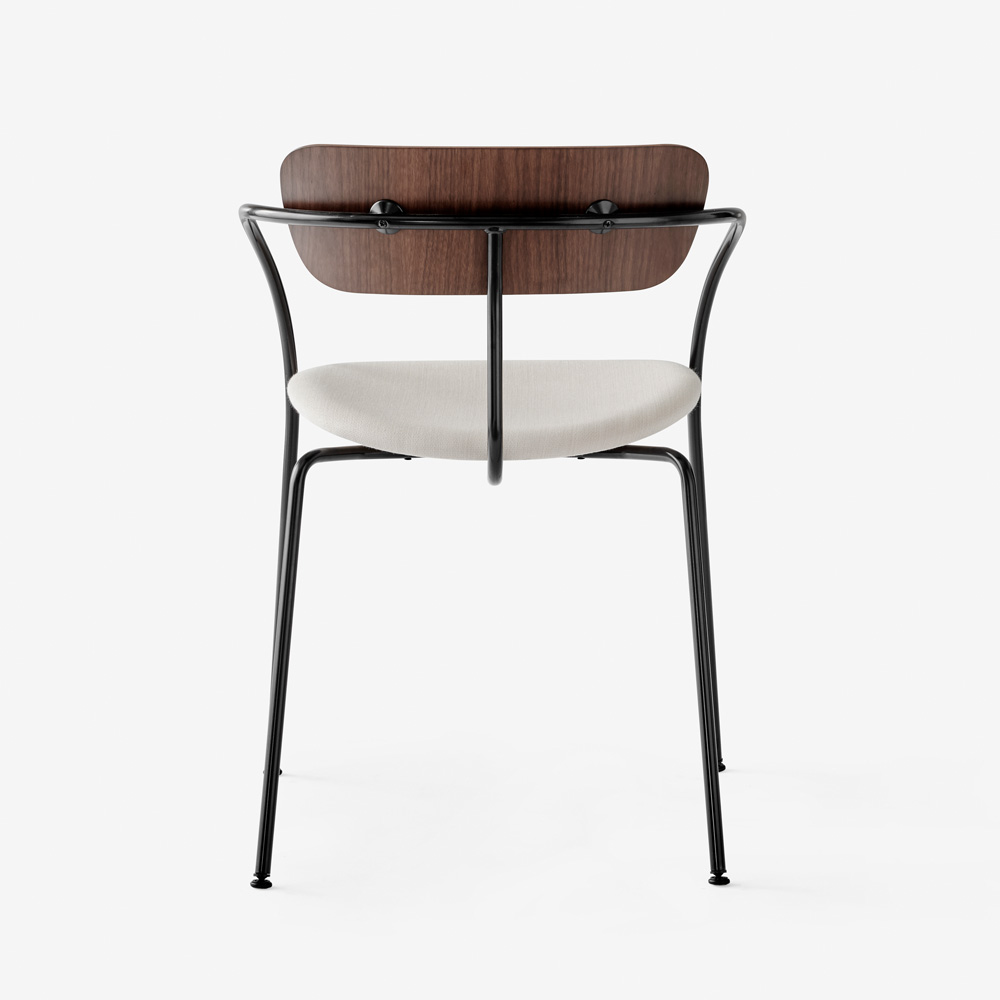 &Tradition_PAVILION_CHAIR_AV4_ravintolatuoli_kahvilatuoli_käsinojallinen_teräsjalat_putkijalat_istuinpehmusteella_03 - Edella &Tradition Pavilion Chair AV4 Lacquered Walnut
