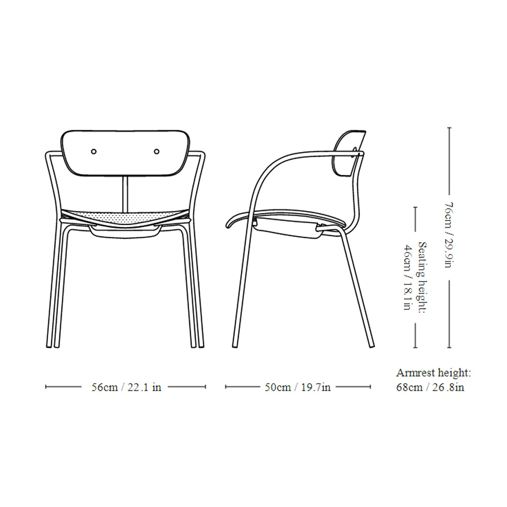 &Tradition_PAVILION_CHAIR_AV4_ravintolatuoli_kahvilatuoli_käsinojallinen_teräsjalat_putkijalat_istuinpehmusteella_16 - Edella &Tradition Pavilion Chair AV4