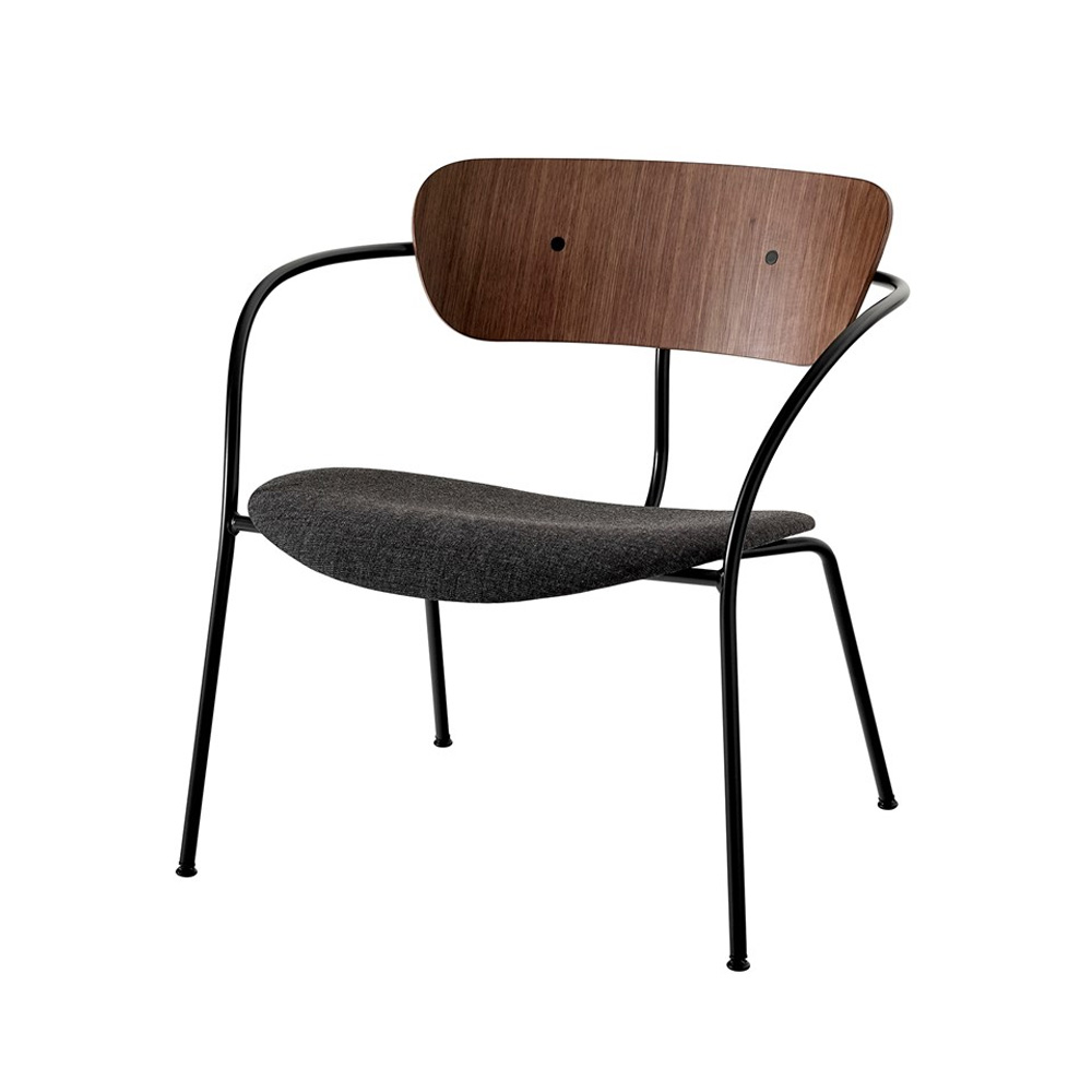 &Tradition_PAVILION_LOUNGE_CHAIR_AV6_nojatuoli_loungetuoli_ravintolatuoli_kahvilatuoli_teräsjalat_putkijalat_istuinpehmusteella_03 - Edella &Tradition Pavilion Lounge Chair AV6 Lacquered Walnut