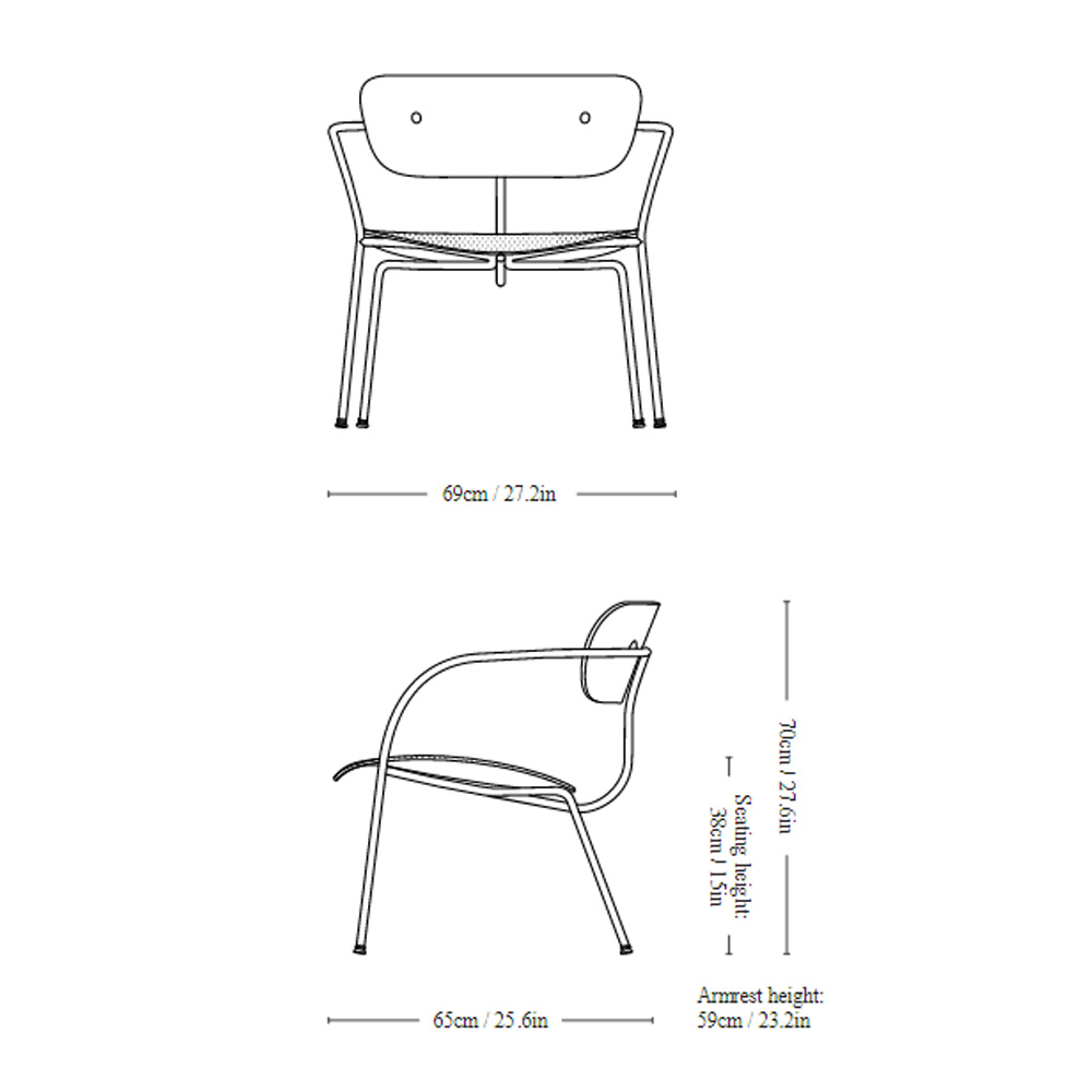 &Tradition_PAVILION_LOUNGE_CHAIR_AV6_nojatuoli_loungetuoli_ravintolatuoli_kahvilatuoli_teräsjalat_putkijalat_istuinpehmusteella_13 - Edella &Tradition Pavilion Lounge Chair AV6