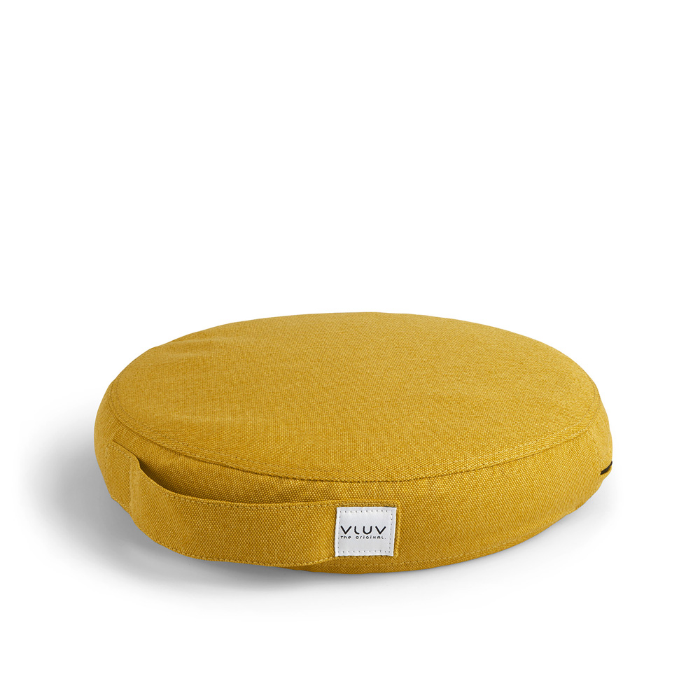 Vluv_PIL&PED_Leiv_Mustard_verhoiltu_kangaspäällysteinen_istumatyyny_tasapainotyyny_tuolille_ilmatäytteinen_pumpattava_01 - Edella Vluv PIL&PED Leiv tasapainotyyny Mustard