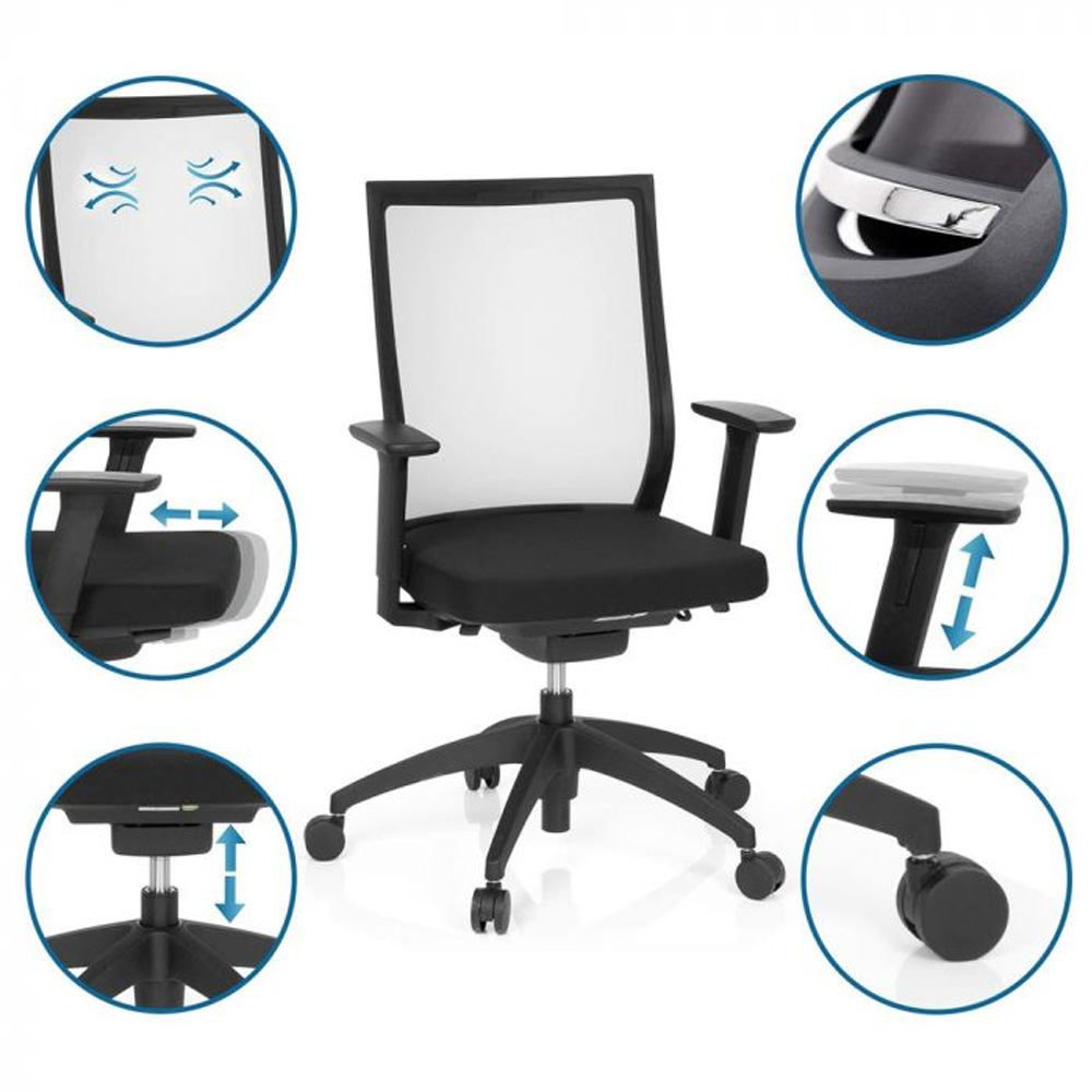 HJH_Office_Aspen_työtuoli_toimistotuoli_musta_synchro-mekanismi_verhoiltu_istuinpehmuste_verkkoselkänoja_15 - Edella HJH Office Aspen työtuoli musta