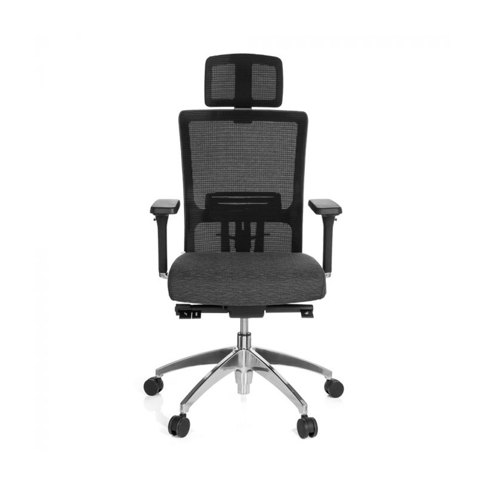 HJH_Office_Astra_Lux_työtuoli_toimistotuoli_harmaa-musta_synchro-mekanismi_verhoiltu_istuinpehmuste_verkkoselkänoja_niskatuki_01 - Edella HJH Office Astra Lux Mesh työtuoli