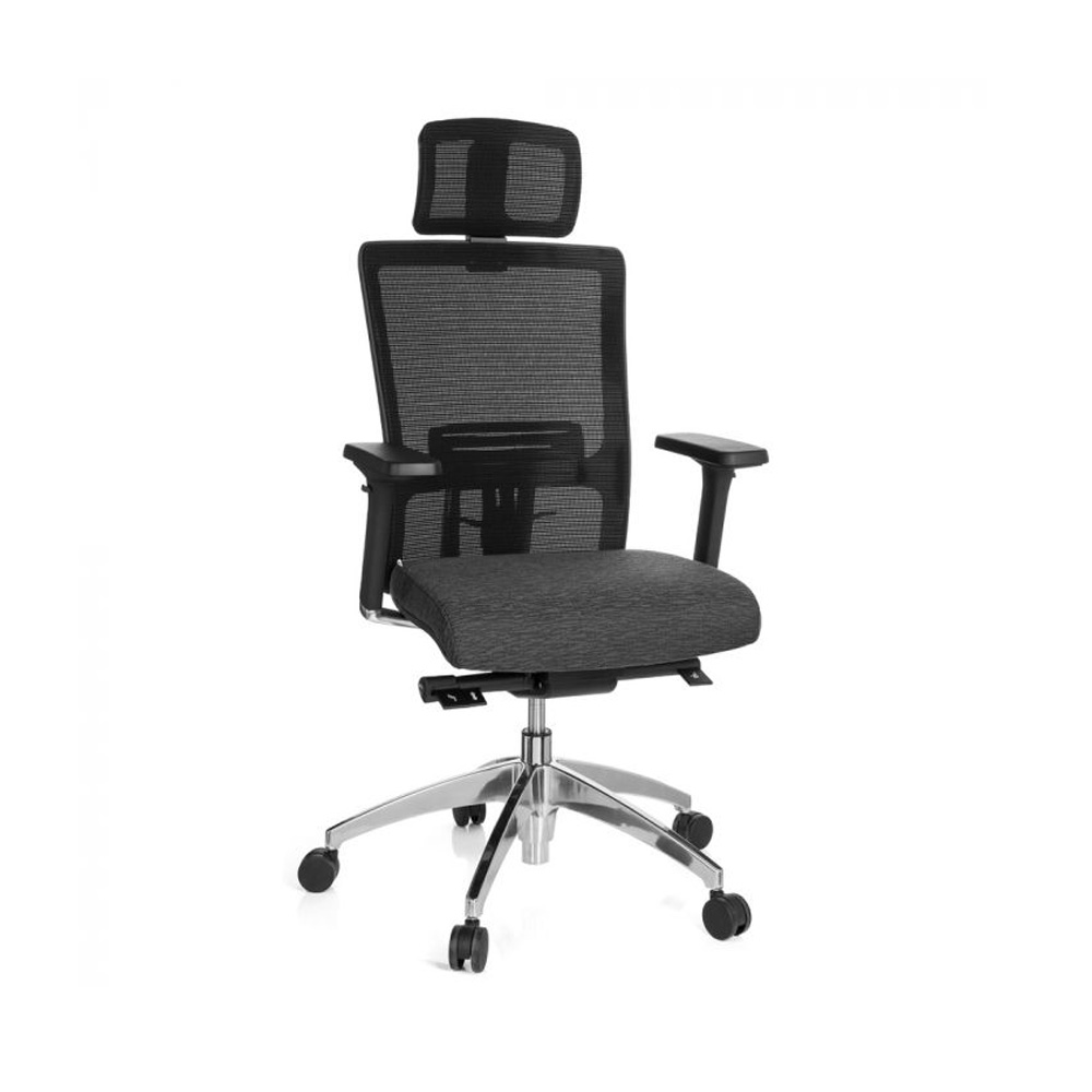 HJH_Office_Astra_Lux_työtuoli_toimistotuoli_harmaa-musta_synchro-mekanismi_verhoiltu_istuinpehmuste_verkkoselkänoja_niskatuki_02 - Edella HJH Office Astra Lux Mesh työtuoli