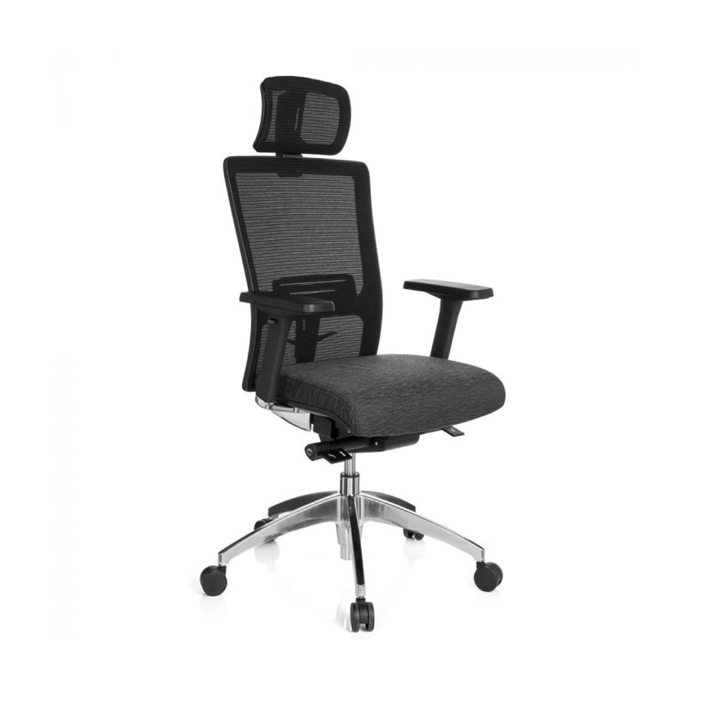 HJH_Office_Astra_Lux_työtuoli_toimistotuoli_harmaa-musta_synchro-mekanismi_verhoiltu_istuinpehmuste_verkkoselkänoja_niskatuki_03 - Edella HJH Office Astra Lux Mesh työtuoli