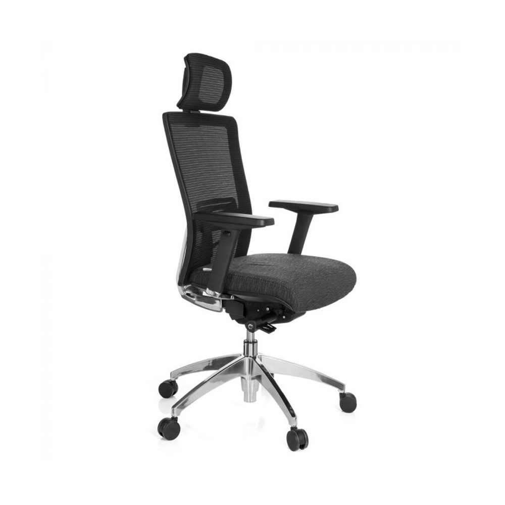 HJH_Office_Astra_Lux_työtuoli_toimistotuoli_harmaa-musta_synchro-mekanismi_verhoiltu_istuinpehmuste_verkkoselkänoja_niskatuki_04 - Edella HJH Office Astra Lux Mesh työtuoli