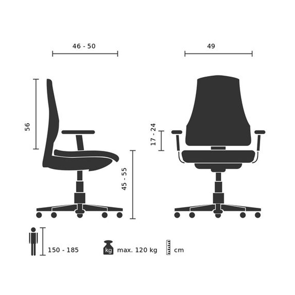 HJH_Office_Ergo_Line_II_Pro_työtuoli_toimistotuoli_musta_synchro-mekanismi_kangasverhoiltu_istuin_selkänoja_13 - Edella HJH Office Ergo Line II työtuoli