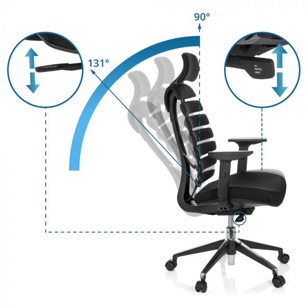 HJH_Office_Ergo_Line_II_Pro_työtuoli_toimistotuoli_musta_synchro-mekanismi_kangasverhoiltu_istuin_selkänoja_niskatuki_19 - Edella HJH Office Ergo Line Pro II Fabric työtuoli