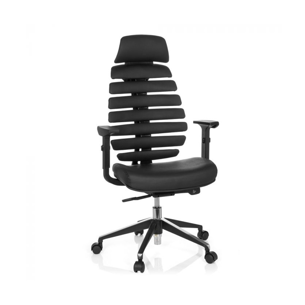 HJH_Office_Ergo_Line_II_Pro_työtuoli_toimistotuoli_musta_synchro-mekanismi_nahkaistuin_nahkaselkänoja_niskatuki_02 - Edella HJH Office Ergo Line Pro II Leather työtuoli