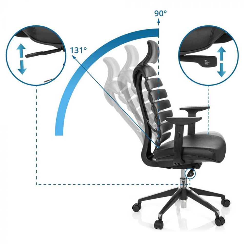 HJH_Office_Ergo_Line_II_Pro_työtuoli_toimistotuoli_musta_synchro-mekanismi_nahkaistuin_nahkaselkänoja_niskatuki_14 - Edella HJH Office Ergo Line Pro II Leather työtuoli