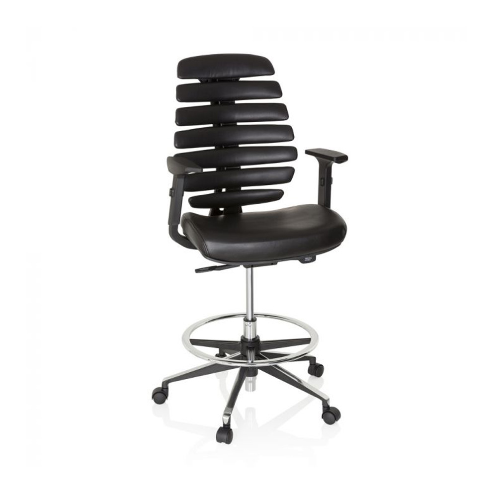 HJH_Office_Ergo_Line_II_Work_Keinonahka_korkea_työtuoli_toimistotuoli_kassatuoli_musta_nahkaverhoiltu_istuin_selkänoja_02 - Edella HJH Office Ergo Line II Work Faux Leather työtuoli