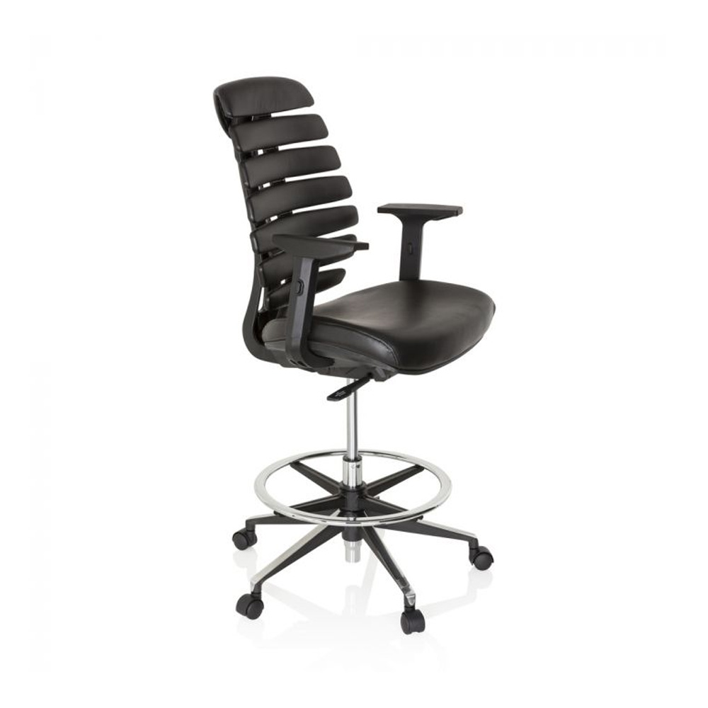 HJH_Office_Ergo_Line_II_Work_Keinonahka_korkea_työtuoli_toimistotuoli_kassatuoli_musta_nahkaverhoiltu_istuin_selkänoja_04 - Edella HJH Office Ergo Line II Work Faux Leather työtuoli