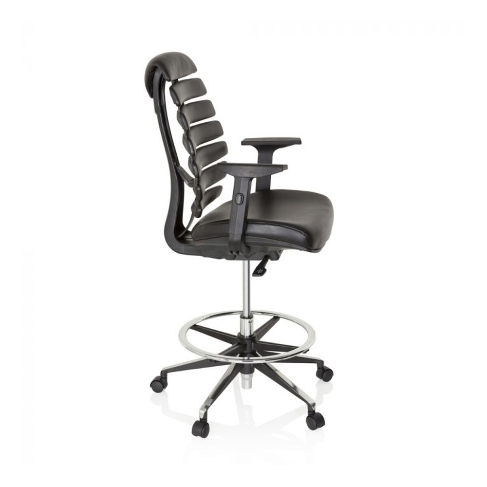 HJH_Office_Ergo_Line_II_Work_Keinonahka_korkea_työtuoli_toimistotuoli_kassatuoli_musta_nahkaverhoiltu_istuin_selkänoja_05 - Edella HJH Office Ergo Line II Work Faux Leather työtuoli