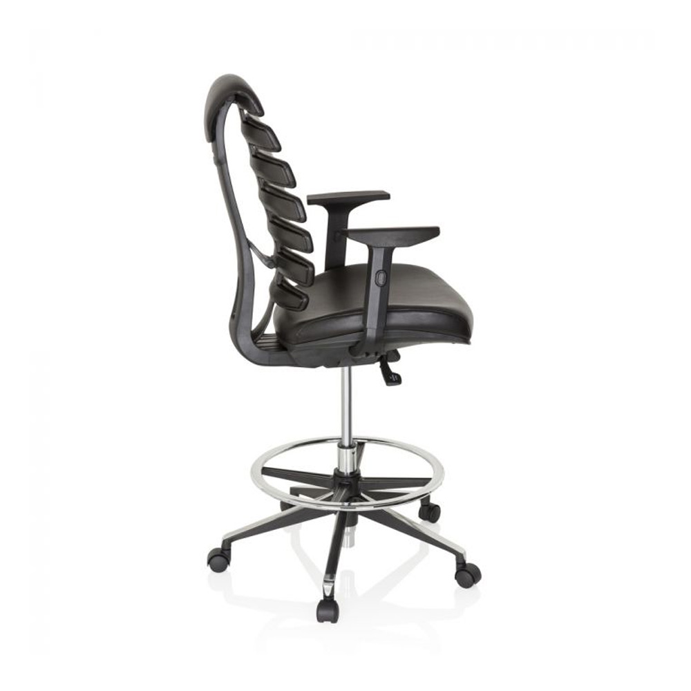 HJH_Office_Ergo_Line_II_Work_Keinonahka_korkea_työtuoli_toimistotuoli_kassatuoli_musta_nahkaverhoiltu_istuin_selkänoja_06 - Edella HJH Office Ergo Line II Work Faux Leather työtuoli