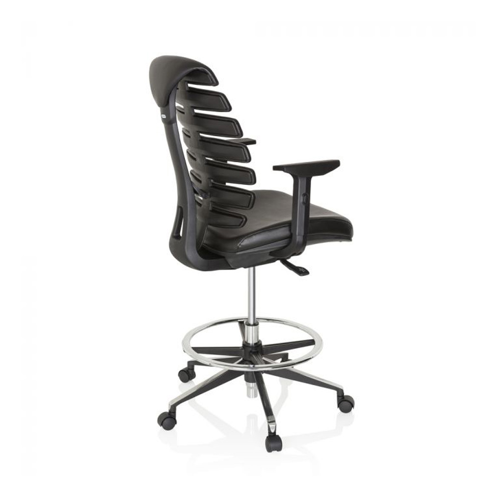 HJH_Office_Ergo_Line_II_Work_Keinonahka_korkea_työtuoli_toimistotuoli_kassatuoli_musta_nahkaverhoiltu_istuin_selkänoja_07 - Edella HJH Office Ergo Line II Work Faux Leather työtuoli