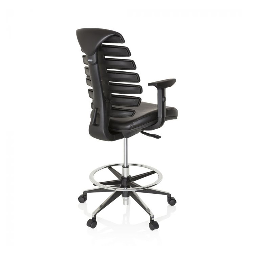 HJH_Office_Ergo_Line_II_Work_Keinonahka_korkea_työtuoli_toimistotuoli_kassatuoli_musta_nahkaverhoiltu_istuin_selkänoja_08 - Edella HJH Office Ergo Line II Work Faux Leather työtuoli