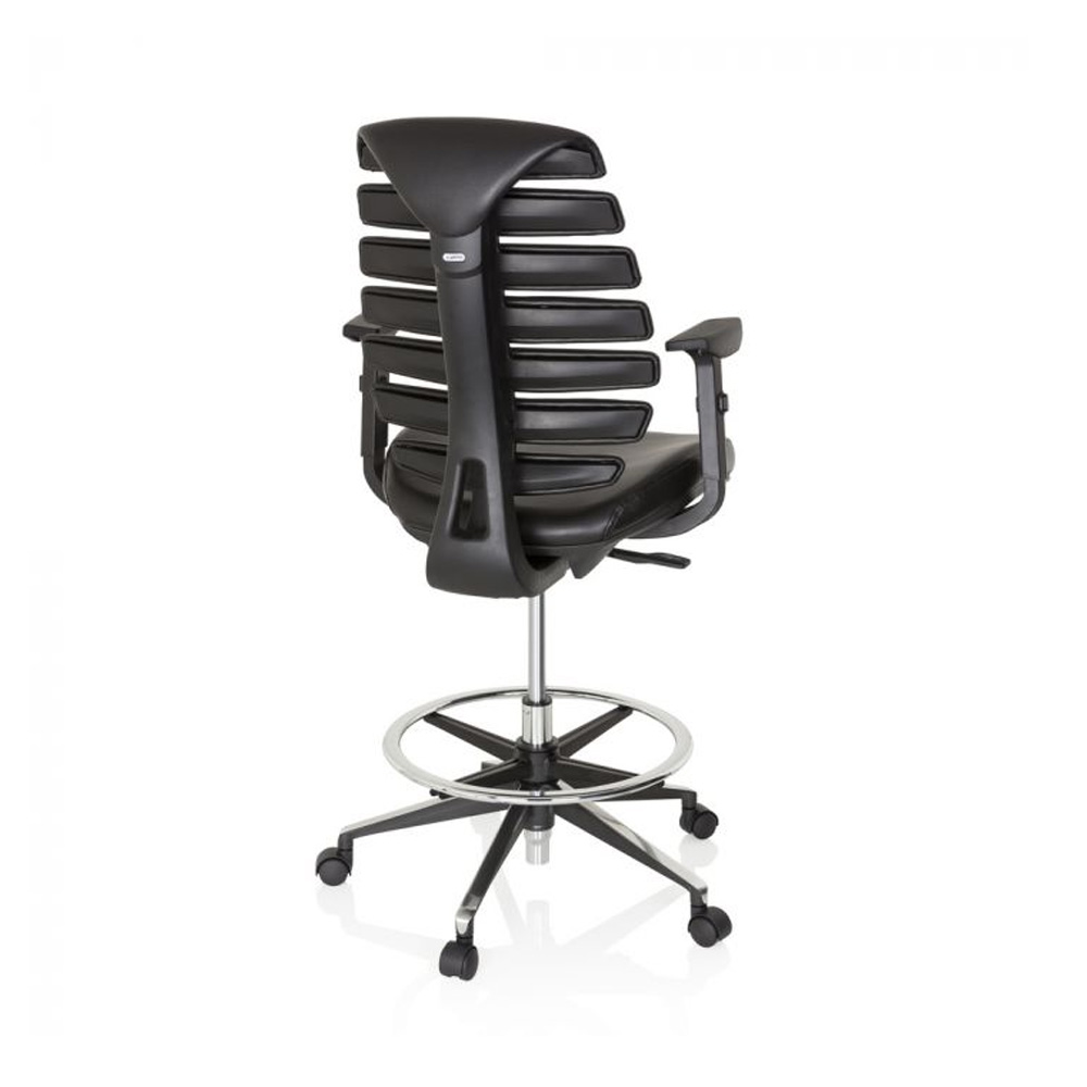 HJH_Office_Ergo_Line_II_Work_Keinonahka_korkea_työtuoli_toimistotuoli_kassatuoli_musta_nahkaverhoiltu_istuin_selkänoja_09 - Edella HJH Office Ergo Line II Work Faux Leather työtuoli