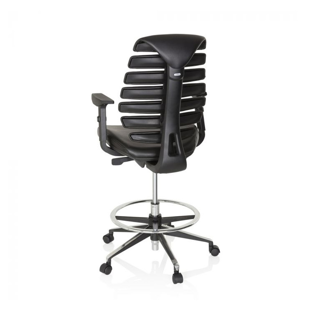 HJH_Office_Ergo_Line_II_Work_Keinonahka_korkea_työtuoli_toimistotuoli_kassatuoli_musta_nahkaverhoiltu_istuin_selkänoja_11 - Edella HJH Office Ergo Line II Work Faux Leather työtuoli
