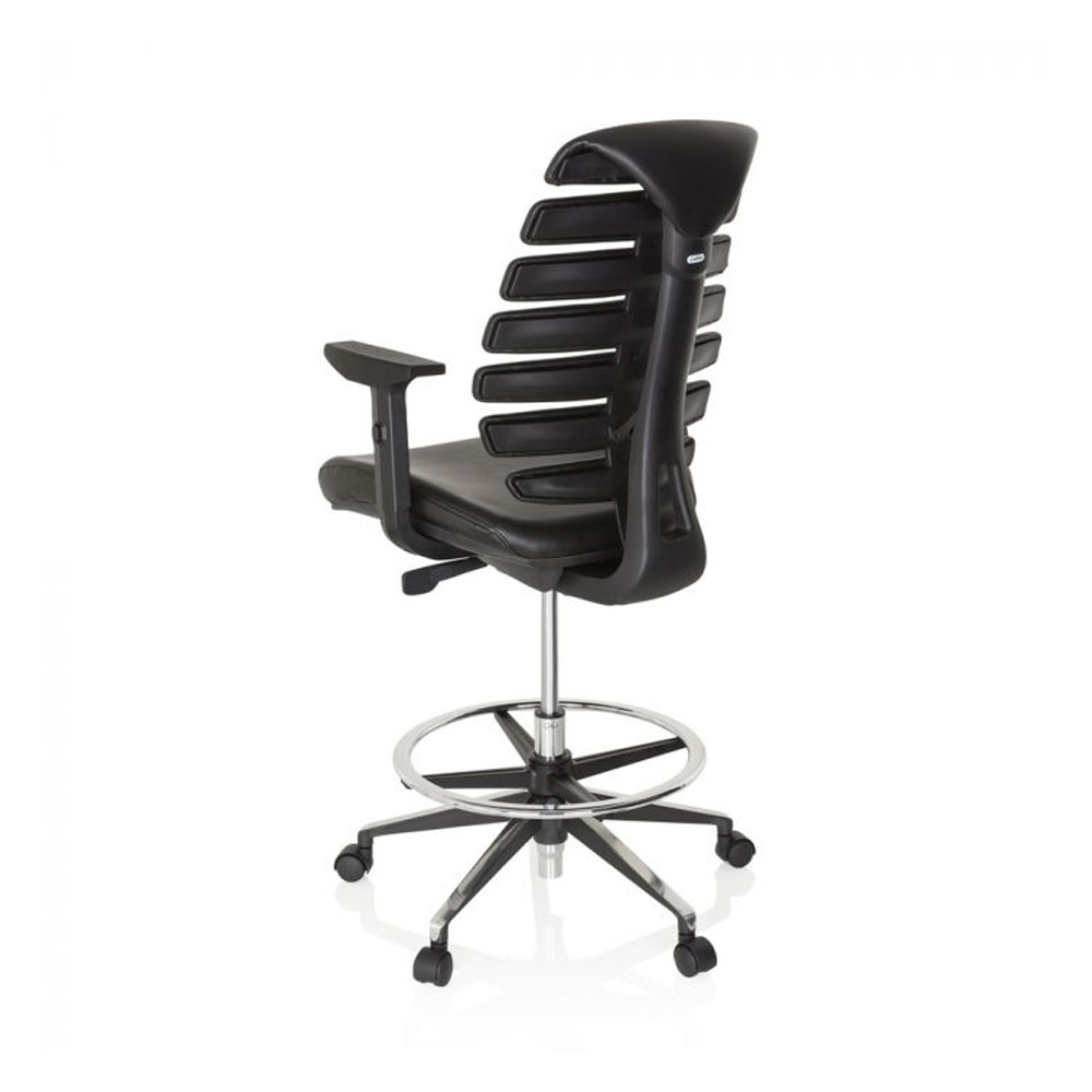 HJH_Office_Ergo_Line_II_Work_Keinonahka_korkea_työtuoli_toimistotuoli_kassatuoli_musta_nahkaverhoiltu_istuin_selkänoja_12 - Edella HJH Office Ergo Line II Work Faux Leather työtuoli