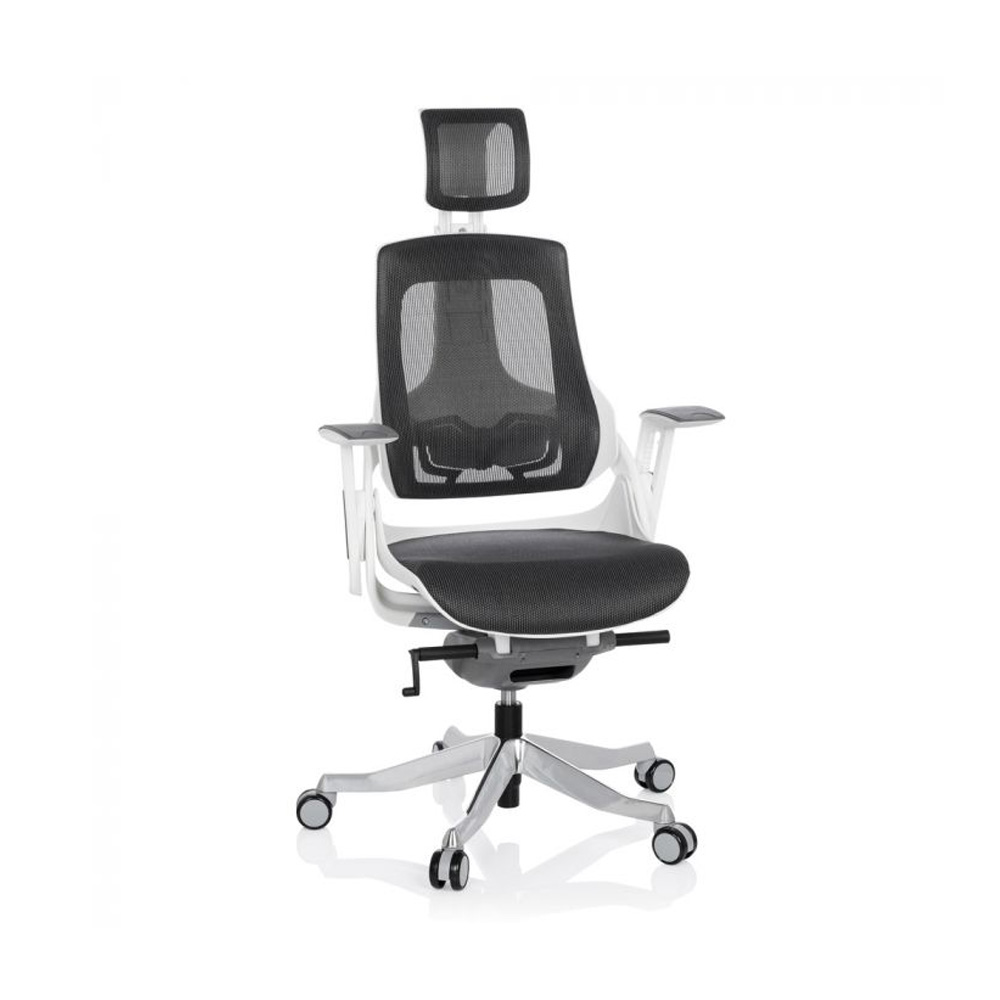 HJH_Office_Spektre_työtuoli_toimistotuoli_harmaa-valkoinen_synchro-mekanismi_istuin_verkkokangasta_verkkoselkänoja_niskatuki_02 - Edella HJH Office Spektre Mesh White työtuoli