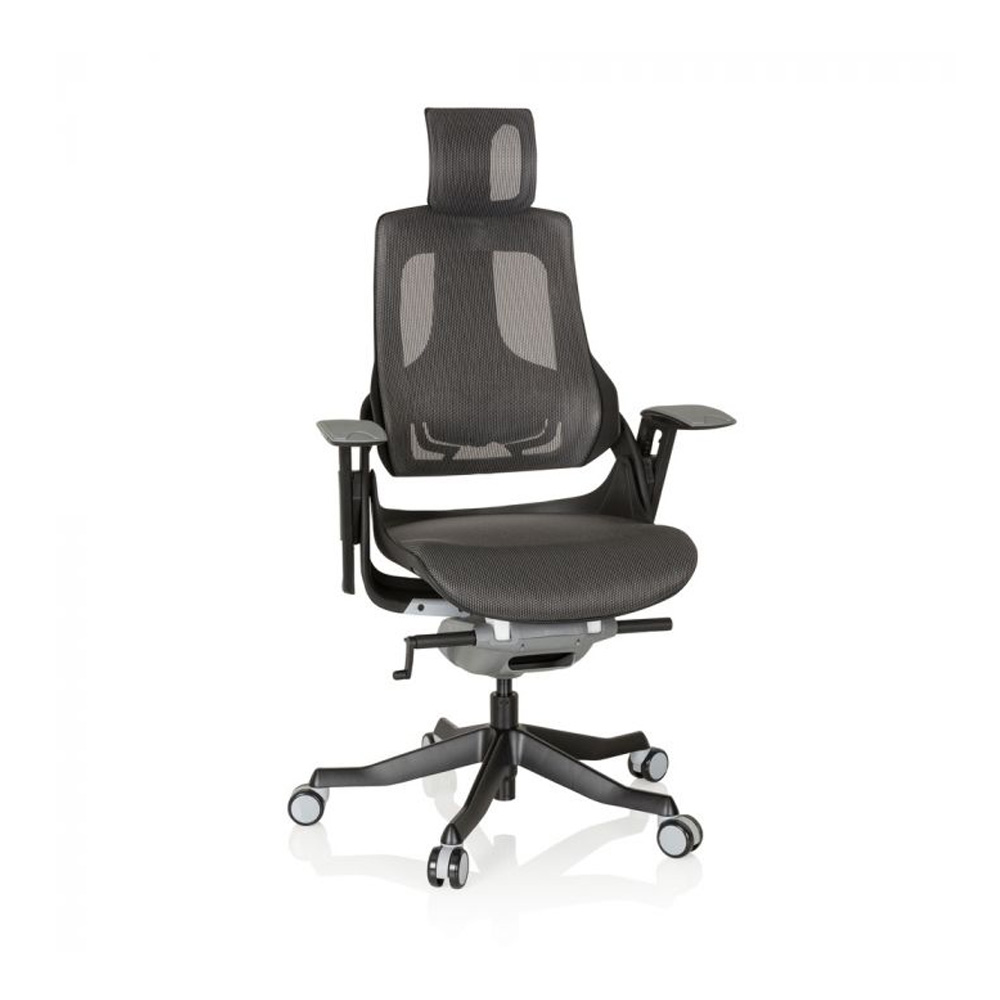 HJH_Office_Spektre_työtuoli_toimistotuoli_musta-harmaa_synchro-mekanismi_istuin_verkkokangasta_verkkoselkänoja_niskatuki_02 - Edella HJH Office Spektre Mesh Black työtuoli