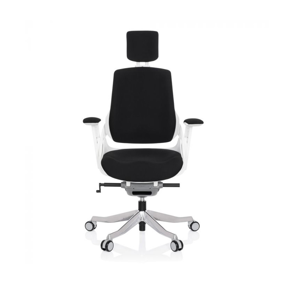 HJH_Office_Spektre_työtuoli_toimistotuoli_musta-valkoinen_synchro-mekanismi_istuinpehmusteella_selkänoja_verhoiltu_niskatuki_01 - Edella HJH Office Spektre Fabric White työtuoli