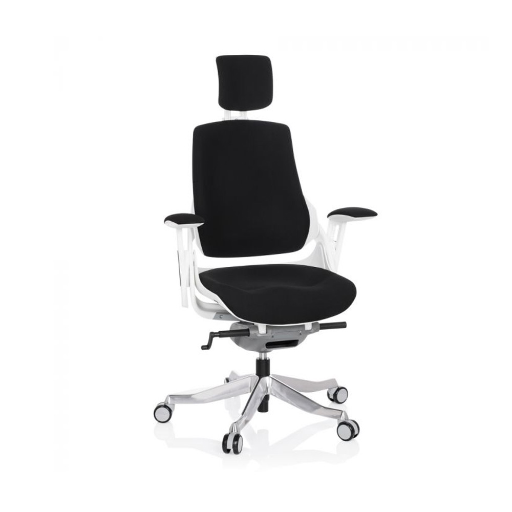 HJH_Office_Spektre_työtuoli_toimistotuoli_musta-valkoinen_synchro-mekanismi_istuinpehmusteella_selkänoja_verhoiltu_niskatuki_02 - Edella HJH Office Spektre Fabric White työtuoli