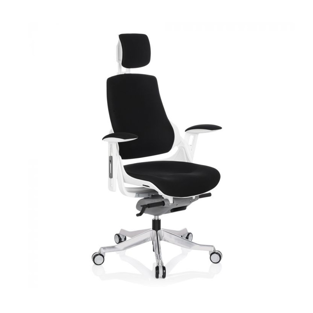HJH_Office_Spektre_työtuoli_toimistotuoli_musta-valkoinen_synchro-mekanismi_istuinpehmusteella_selkänoja_verhoiltu_niskatuki_03 - Edella HJH Office Spektre Fabric White työtuoli
