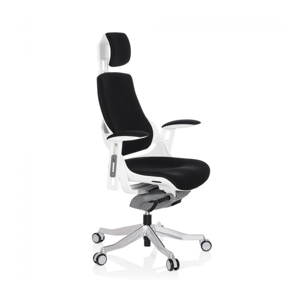 HJH_Office_Spektre_työtuoli_toimistotuoli_musta-valkoinen_synchro-mekanismi_istuinpehmusteella_selkänoja_verhoiltu_niskatuki_04 - Edella HJH Office Spektre Fabric White työtuoli