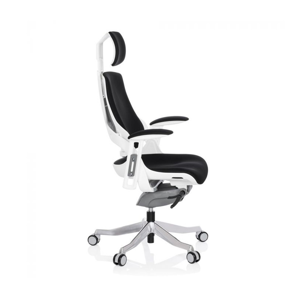 HJH_Office_Spektre_työtuoli_toimistotuoli_musta-valkoinen_synchro-mekanismi_istuinpehmusteella_selkänoja_verhoiltu_niskatuki_05 - Edella HJH Office Spektre Fabric White työtuoli