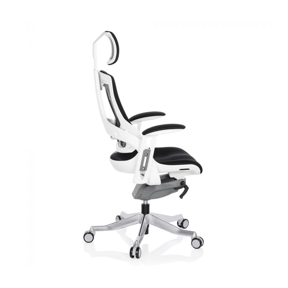 HJH_Office_Spektre_työtuoli_toimistotuoli_musta-valkoinen_synchro-mekanismi_istuinpehmusteella_selkänoja_verhoiltu_niskatuki_06 - Edella HJH Office Spektre Fabric White työtuoli