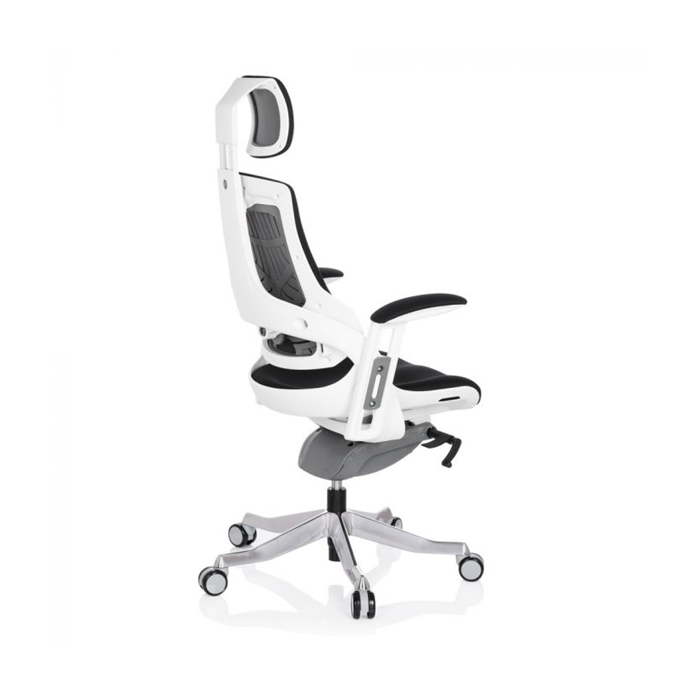 HJH_Office_Spektre_työtuoli_toimistotuoli_musta-valkoinen_synchro-mekanismi_istuinpehmusteella_selkänoja_verhoiltu_niskatuki_07 - Edella HJH Office Spektre Fabric White työtuoli