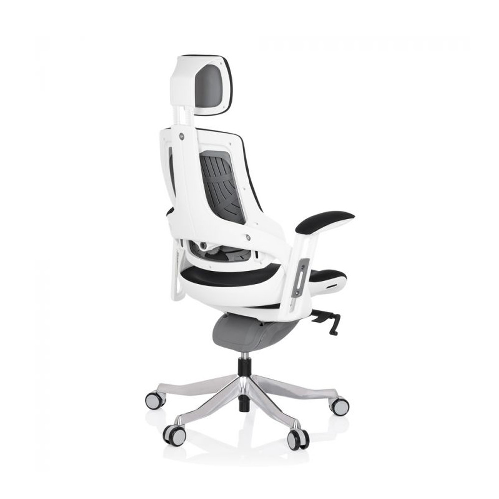 HJH_Office_Spektre_työtuoli_toimistotuoli_musta-valkoinen_synchro-mekanismi_istuinpehmusteella_selkänoja_verhoiltu_niskatuki_08 - Edella HJH Office Spektre Fabric White työtuoli