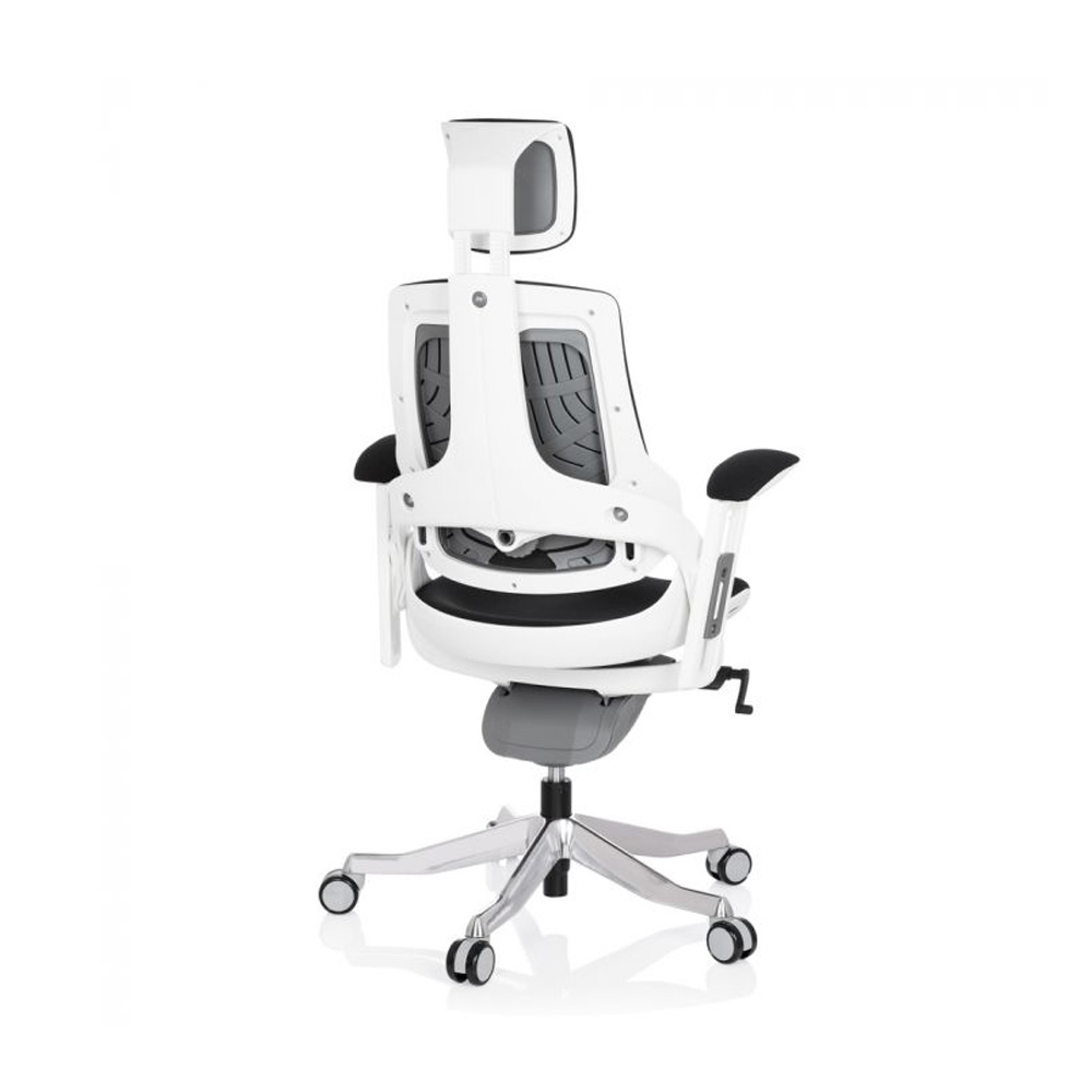 HJH_Office_Spektre_työtuoli_toimistotuoli_musta-valkoinen_synchro-mekanismi_istuinpehmusteella_selkänoja_verhoiltu_niskatuki_09 - Edella HJH Office Spektre Fabric White työtuoli