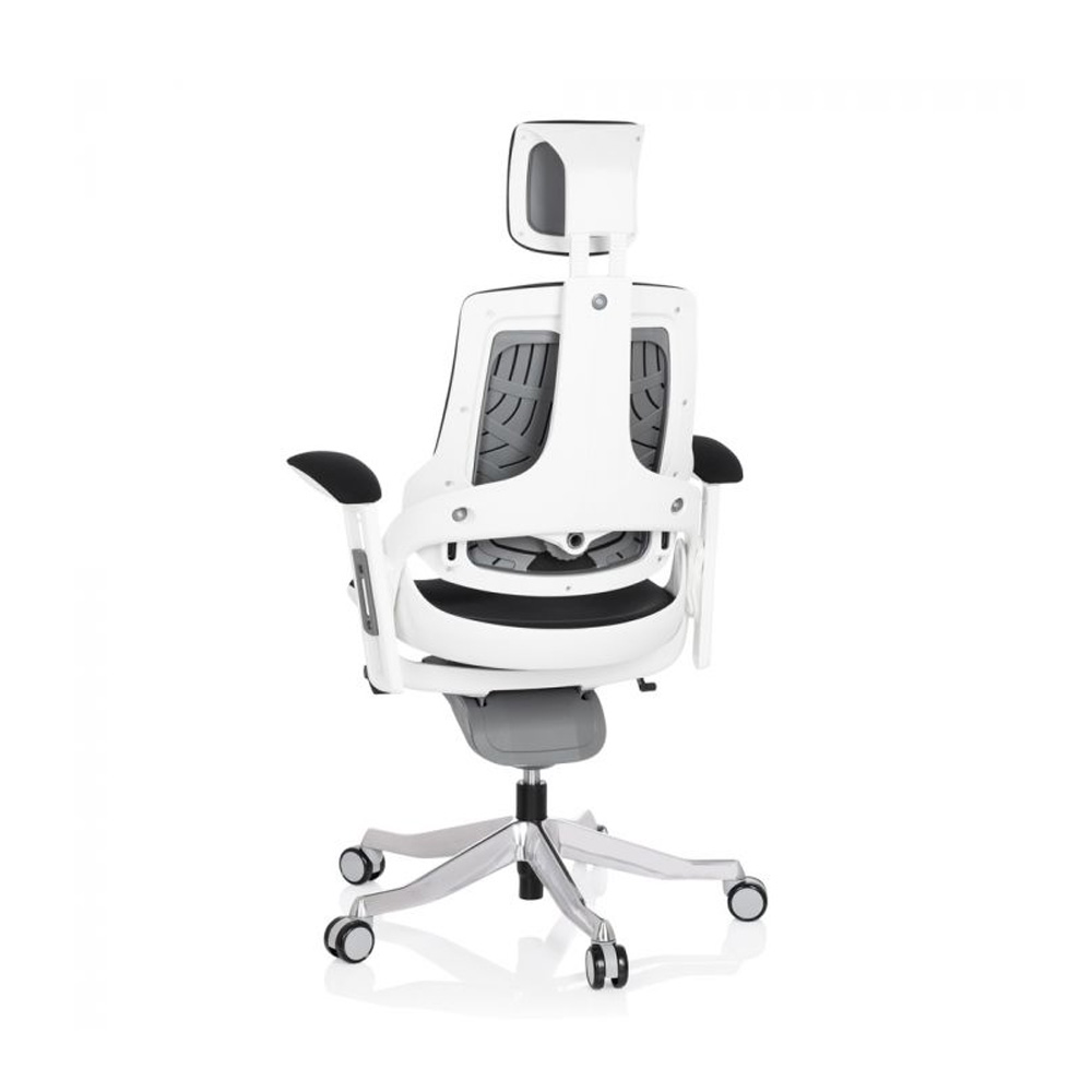 HJH_Office_Spektre_työtuoli_toimistotuoli_musta-valkoinen_synchro-mekanismi_istuinpehmusteella_selkänoja_verhoiltu_niskatuki_11 - Edella HJH Office Spektre Fabric White työtuoli