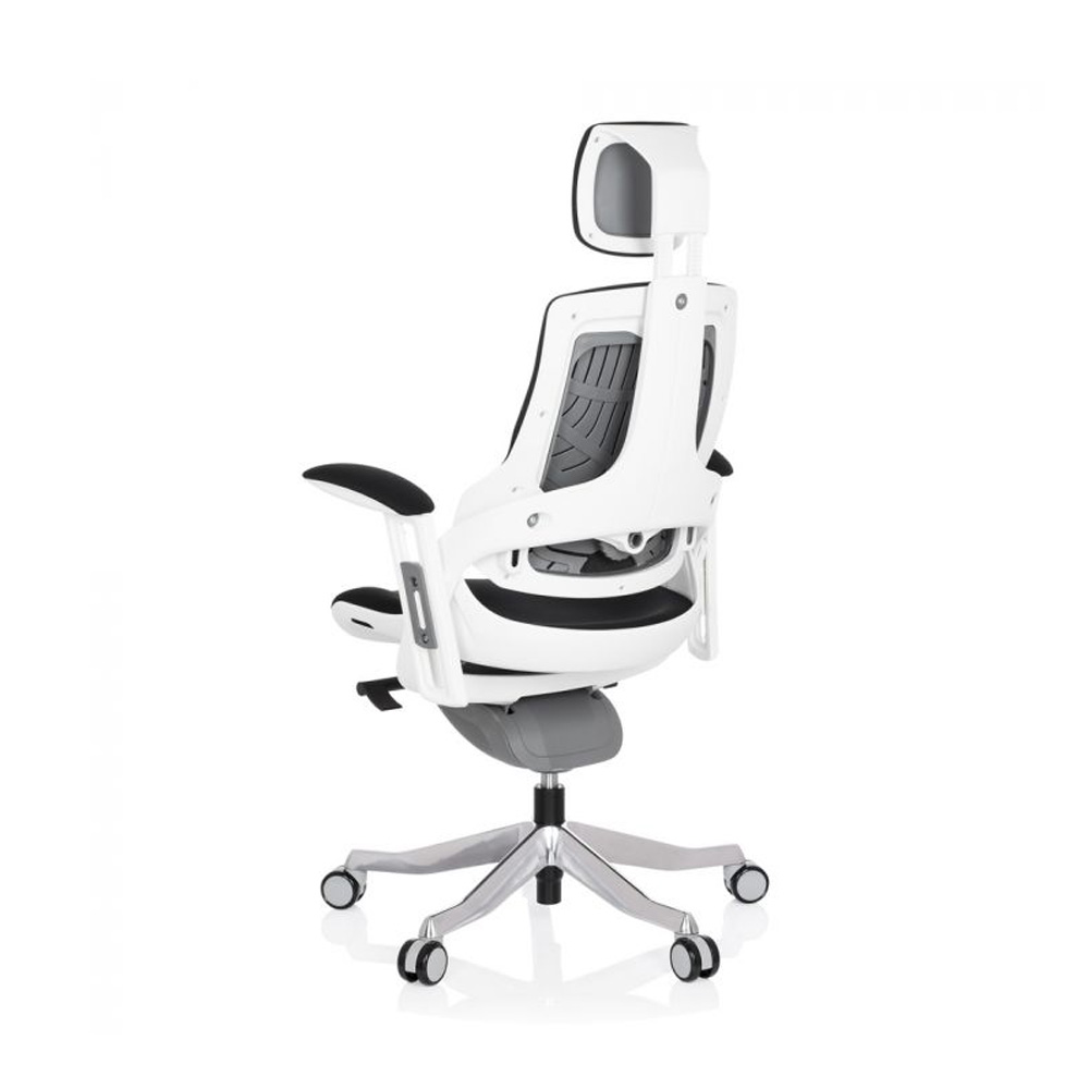HJH_Office_Spektre_työtuoli_toimistotuoli_musta-valkoinen_synchro-mekanismi_istuinpehmusteella_selkänoja_verhoiltu_niskatuki_12 - Edella HJH Office Spektre Fabric White työtuoli