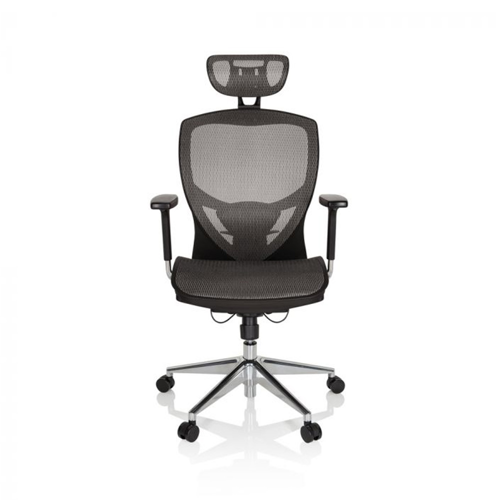 HJH_Office_Venus_One_työtuoli_toimistotuoli_hopeanharmaa_musta_synchro-mekanismi_istuin_verkkokangasta_verkkoselkänoja_niskatuki_01 - Edella HJH Office Venus One työtuoli