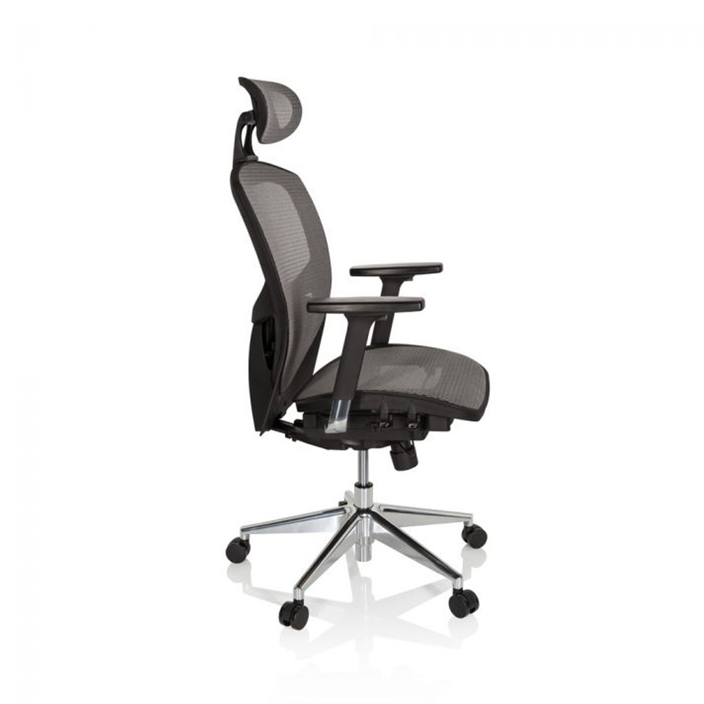 HJH_Office_Venus_One_työtuoli_toimistotuoli_hopeanharmaa_musta_synchro-mekanismi_istuin_verkkokangasta_verkkoselkänoja_niskatuki_05 - Edella HJH Office Venus One työtuoli