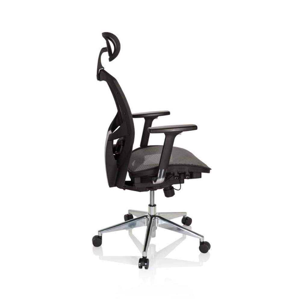 HJH_Office_Venus_One_työtuoli_toimistotuoli_hopeanharmaa_musta_synchro-mekanismi_istuin_verkkokangasta_verkkoselkänoja_niskatuki_06 - Edella HJH Office Venus One työtuoli