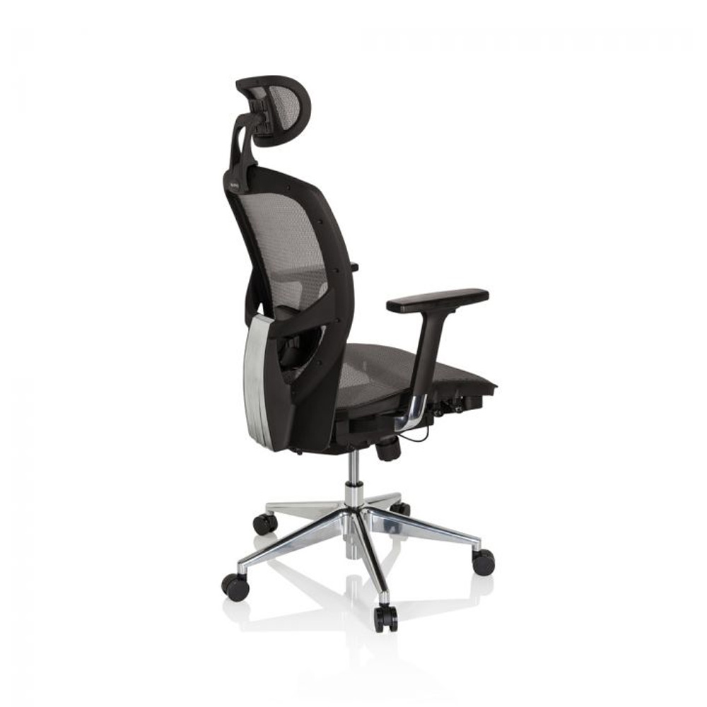 HJH_Office_Venus_One_työtuoli_toimistotuoli_hopeanharmaa_musta_synchro-mekanismi_istuin_verkkokangasta_verkkoselkänoja_niskatuki_07 - Edella HJH Office Venus One työtuoli