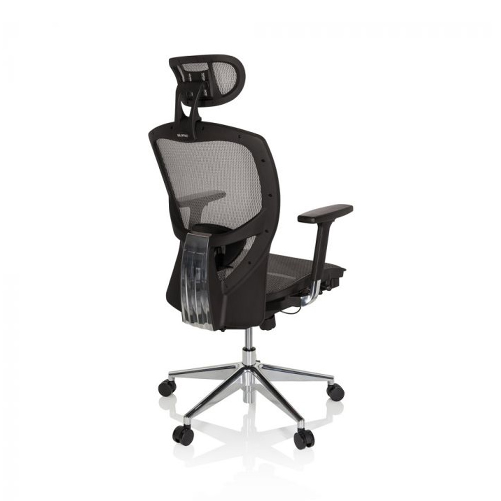 HJH_Office_Venus_One_työtuoli_toimistotuoli_hopeanharmaa_musta_synchro-mekanismi_istuin_verkkokangasta_verkkoselkänoja_niskatuki_08 - Edella HJH Office Venus One työtuoli
