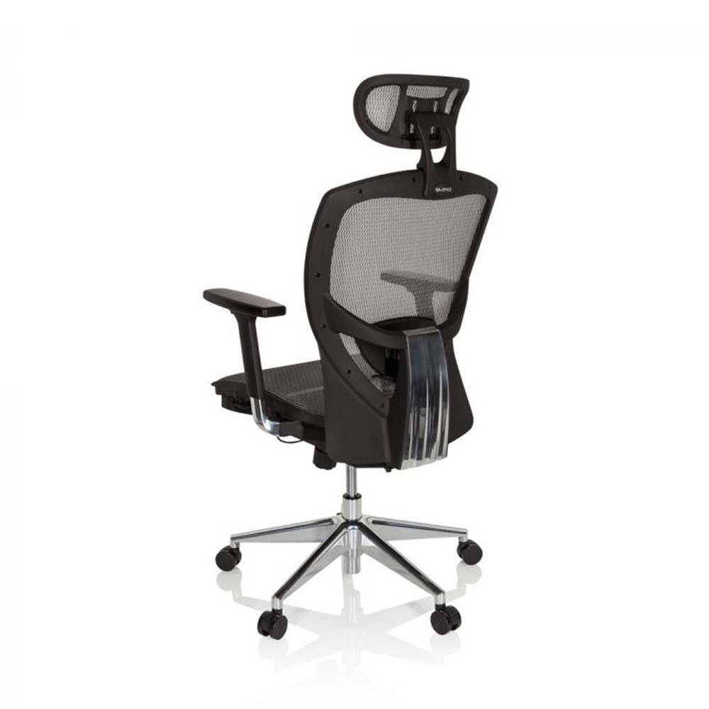 HJH_Office_Venus_One_työtuoli_toimistotuoli_hopeanharmaa_musta_synchro-mekanismi_istuin_verkkokangasta_verkkoselkänoja_niskatuki_12 - Edella HJH Office Venus One työtuoli