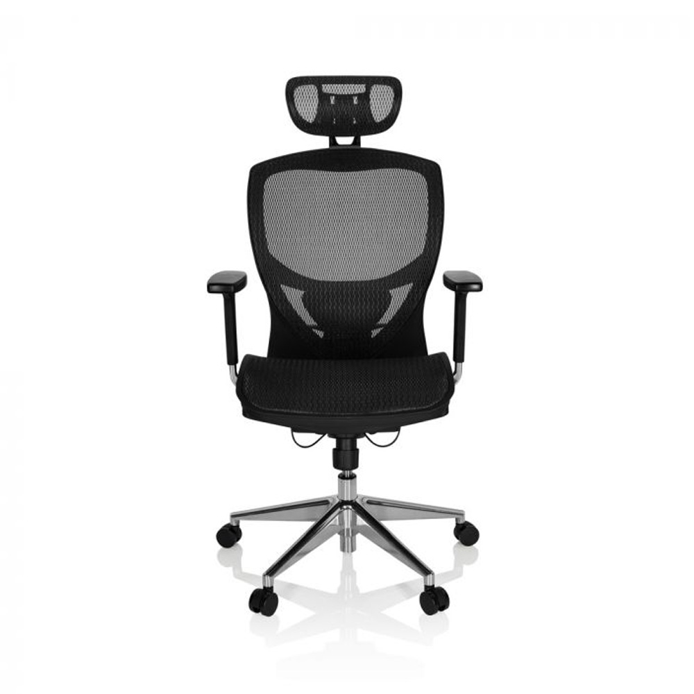 HJH_Office_Venus_One_työtuoli_toimistotuoli_musta_musta_synchro-mekanismi_istuin_verkkokangasta_verkkoselkänoja_niskatuki_01 - Edella HJH Office Venus One työtuoli