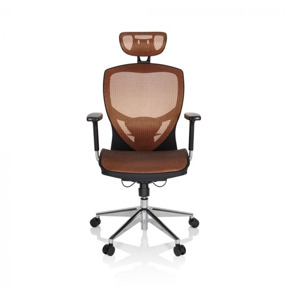 HJH_Office_Venus_One_työtuoli_toimistotuoli_oranssi_musta_synchro-mekanismi_istuin_verkkokangasta_verkkoselkänoja_niskatuki_01 - Edella HJH Office Venus One työtuoli