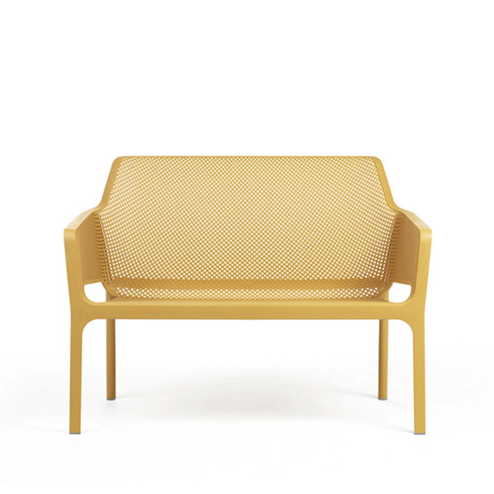 Nardi_Net_Bench_Senape_keltainen_sohva_terassisohva_ulkosohva_muovisohva_muovipenkki_ulkopenkki_01 - Edella Nardi Net Bench terassisohva