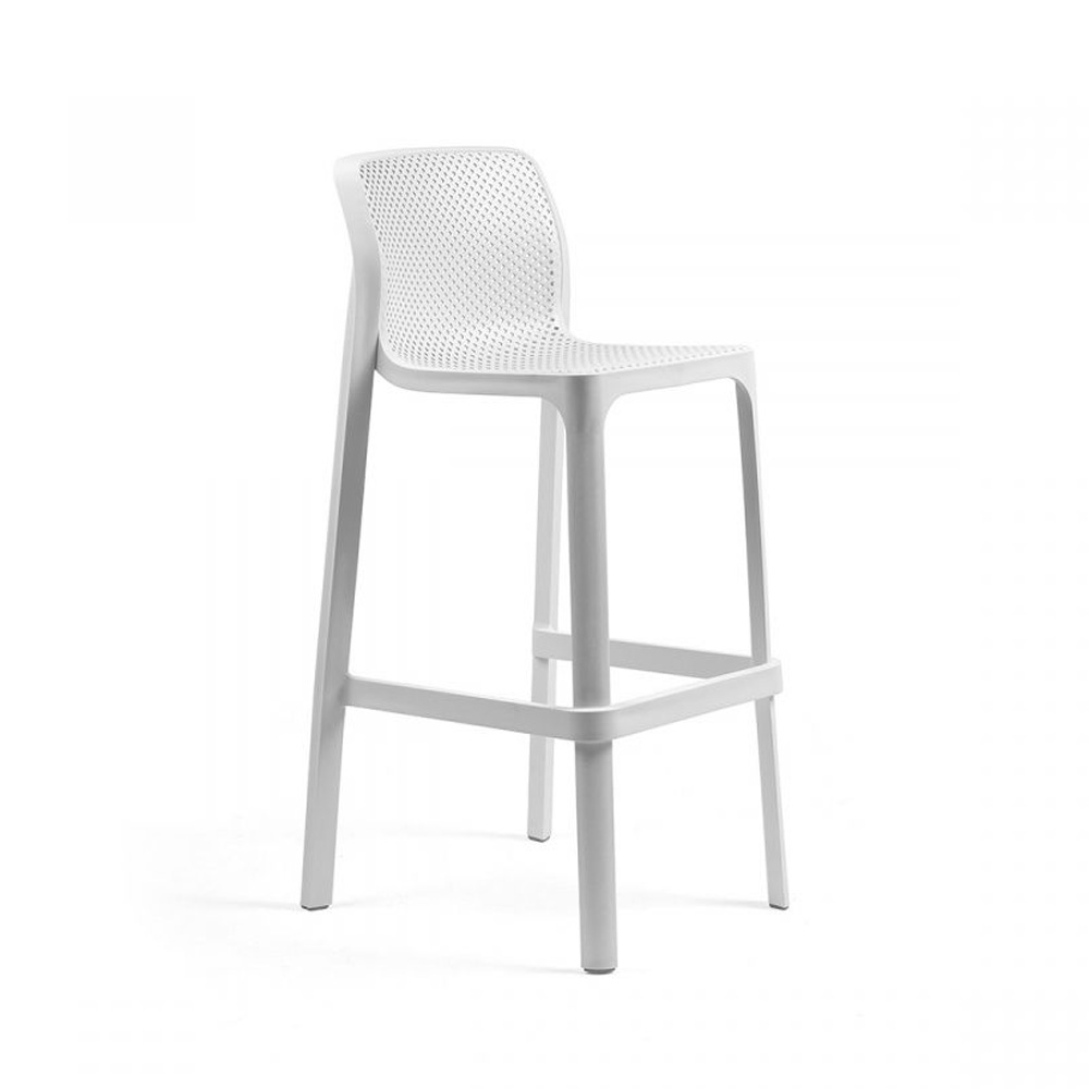 Nardi_Net_Stool_Bianco_valkoinen_baarituoli_terassituoli_ulkotuoli_muovituoli_01 - Edella Nardi Net Stool korkea terassibaarituoli