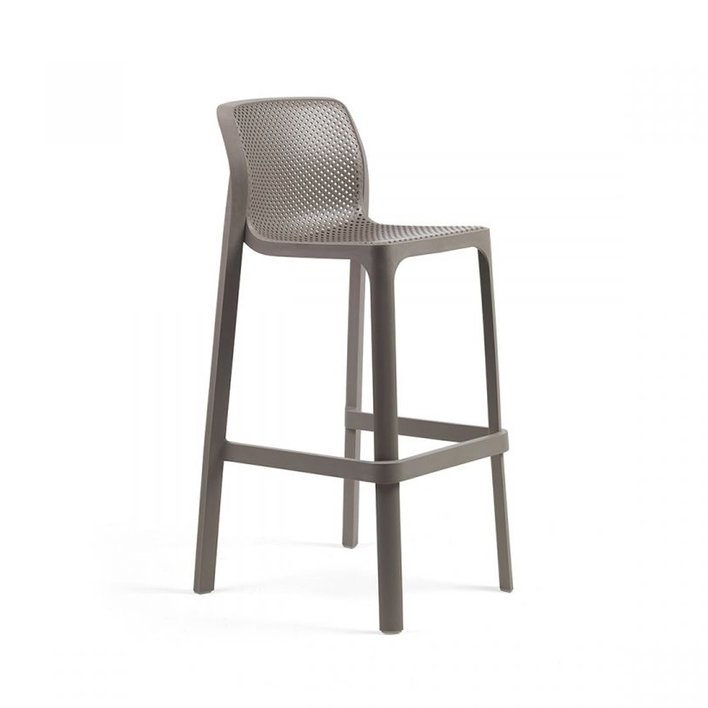Nardi_Net_Stool_Tortora_ruskeanharmaa_baarituoli_terassituoli_ulkotuoli_muovituoli_01 - Edella Nardi Net Stool korkea terassibaarituoli