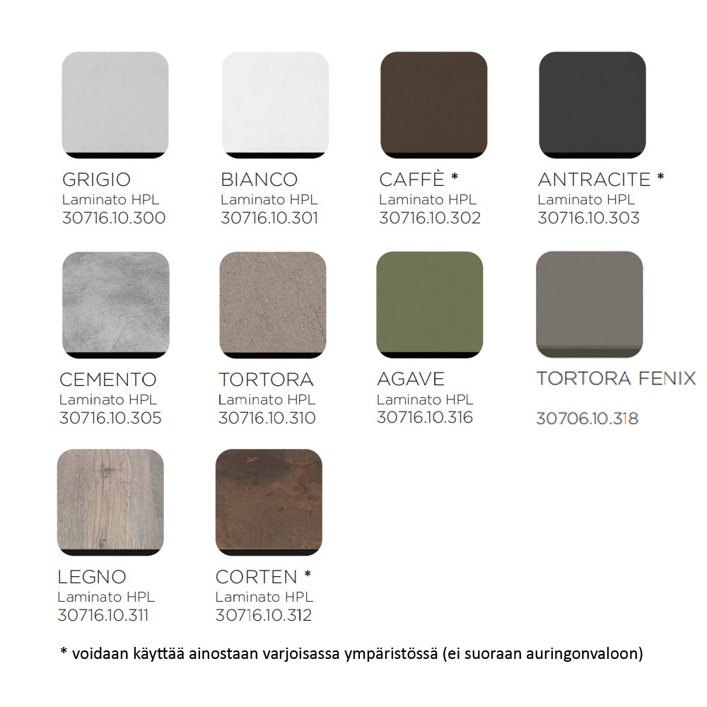 Nardi_Piani_laminato_60x60_neliö_umpilaminaattikansi_ravintolapöydänkansi_terassipöydänkansi_ulkopöydänkansi_värit_01 - Edella Nardi Piani laminato 60x60 neliö umpilaminaatti pöydänkansi