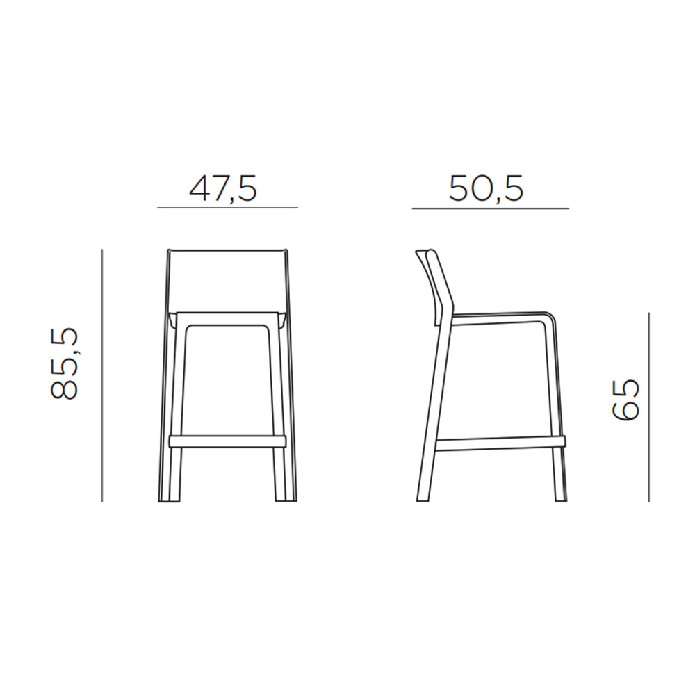Nardi_Trill_Stool_Mini_baarituoli_terassituoli_ulkotuoli_muovituoli_ravintolatuoli_pinottava_02 - Edella Nardi Trill Stool Mini matala terassibaarituoli
